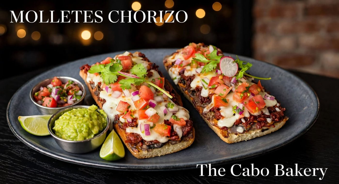 Molletes with chorizo at The Cabo Bakery