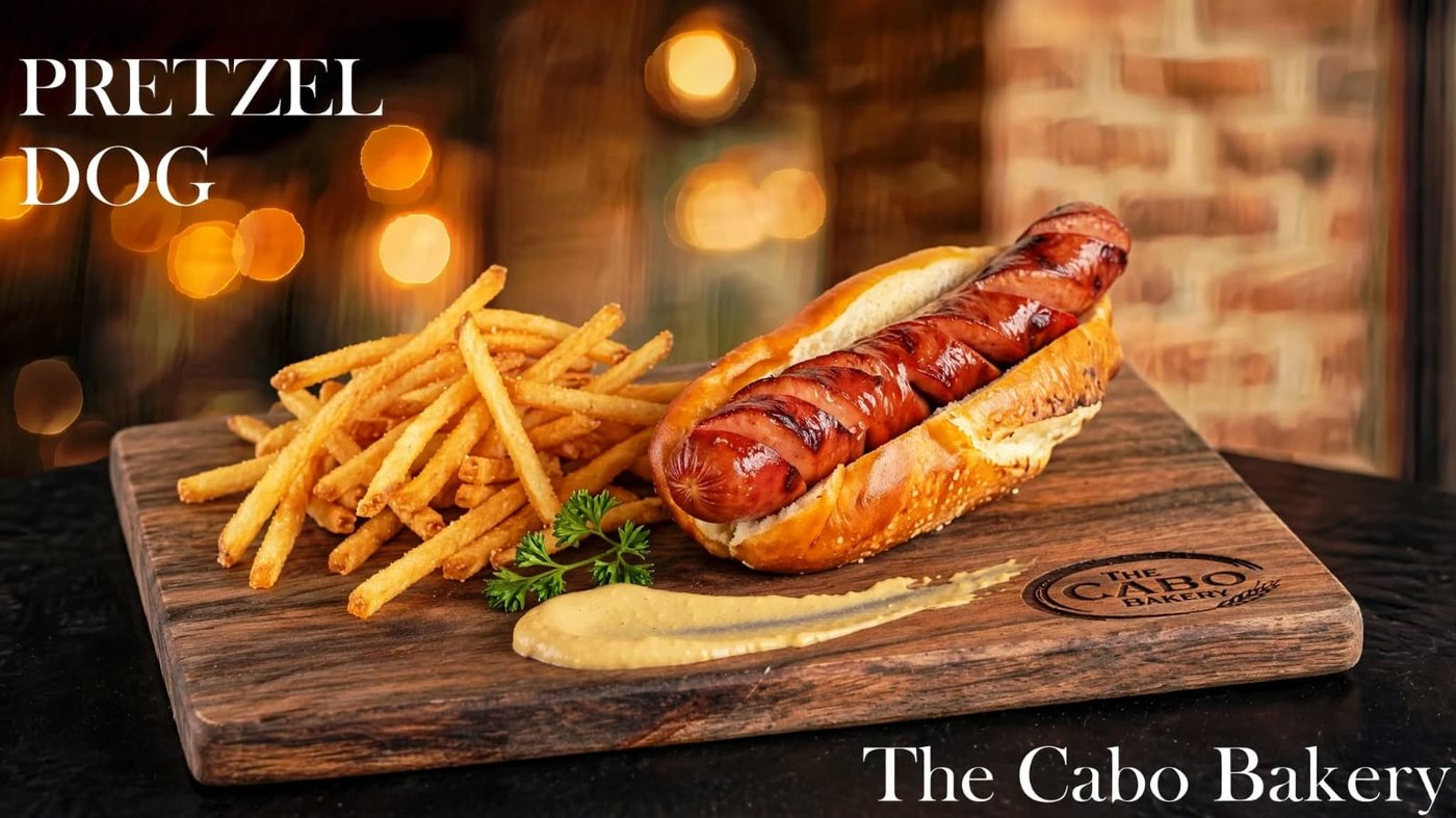 Pretzel hot dog at The Cabo Bakery